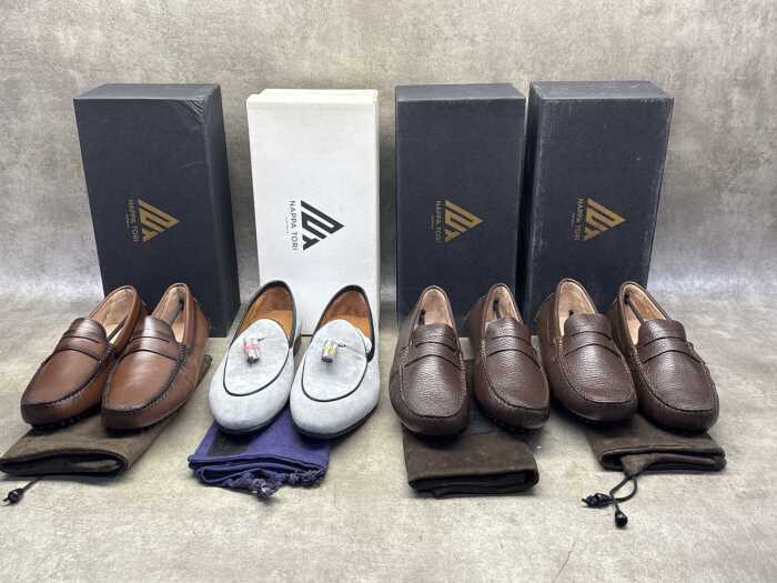 Four NEW pairs of Nappa Tori Australia leather men's shoes, size UK 12