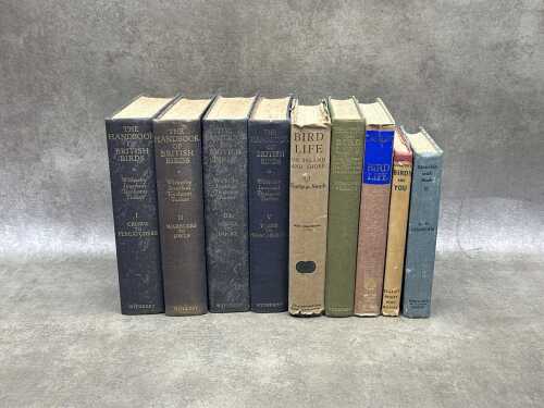 Bird reference books including The Handbook of British Birds