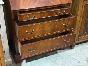 Reproduction flame mahogany bureau bookcase - 4