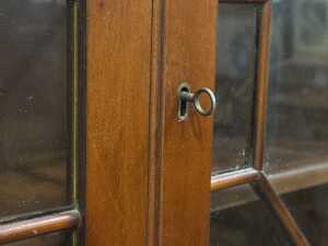 Reproduction flame mahogany bureau bookcase - 5