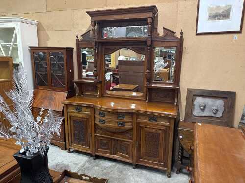 Late Victorian walnut mirror-back sideboard