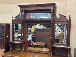 Late Victorian walnut mirror-back sideboard - 2