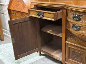 Late Victorian walnut mirror-back sideboard - 5