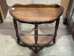 Half-round oak hall table - 2