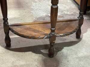 Half-round oak hall table - 4