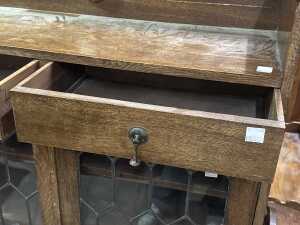 Timber wall unit with leadlight glass doors - 3