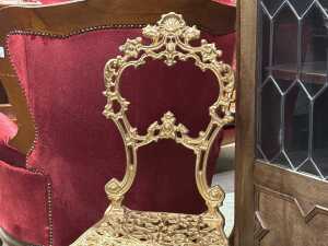 Antique gold cast iron chair - 2
