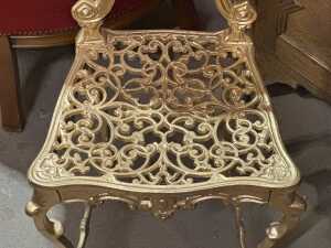 Antique gold cast iron chair - 4