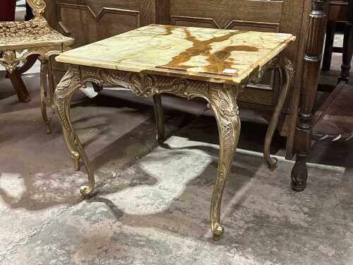 Marble-top gilt side table