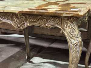 Marble-top gilt side table - 3