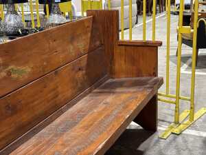 Antique timber church pew - 2