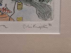 Peter Kingston (1943-2022), three coloured etchings on paper, 1988 - 5