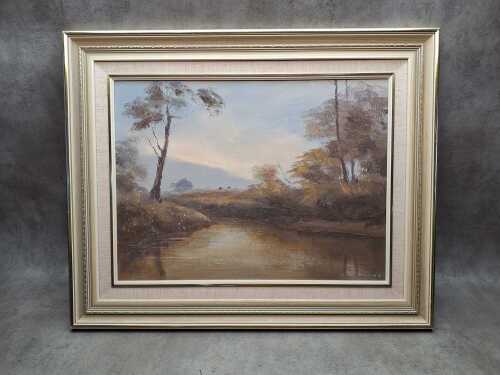 Wim Kortland (1923-), Yarra River, 1980. Oil painting on board