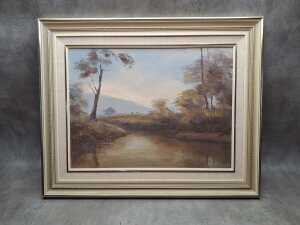 Wim Kortland (1923-), Yarra River, 1980. Oil painting on board