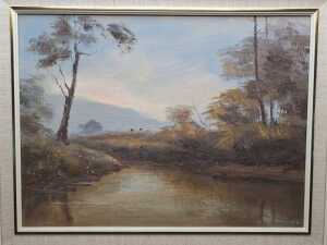 Wim Kortland (1923-), Yarra River, 1980. Oil painting on board - 2