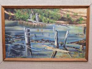 Nette (unknown artist), (reflections in pond) 1978, oil painting on canvas - 2