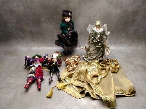 Christmas themed dolls and ornaments