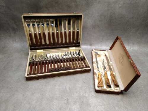 Mid-century Sheffield stainless steel cutlery set for six