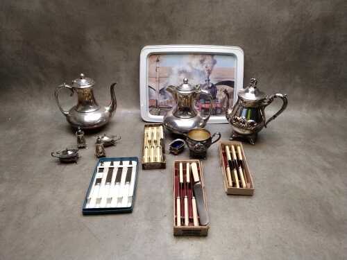 Mixed silver plate and cutlery