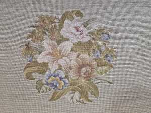 Walnut tapestry fire screen - 2
