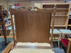 Walnut tapestry fire screen - 3