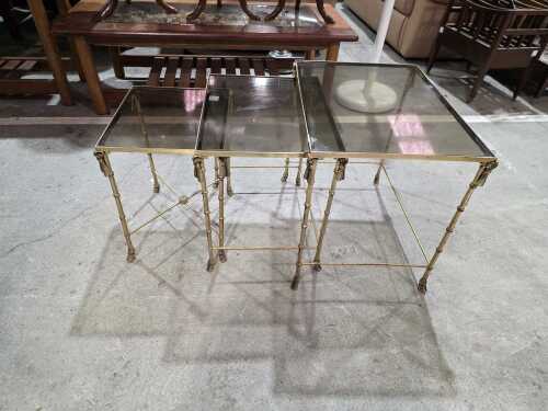 Brass side table and nest of tables