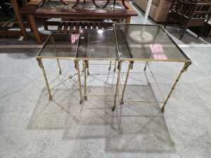 Brass side table and nest of tables