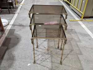 Brass side table and nest of tables - 2