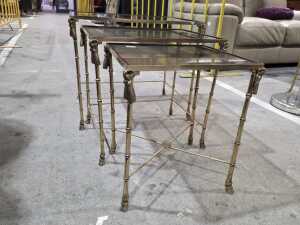 Brass side table and nest of tables - 3