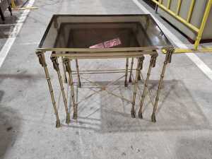 Brass side table and nest of tables - 5
