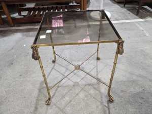 Brass and glass side table