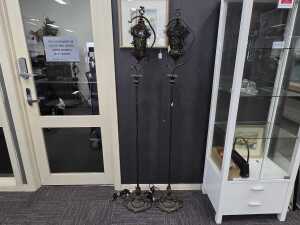 Pair of decorative wrought iron floor lamps - 2