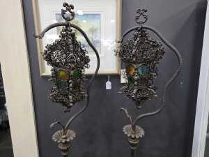 Pair of decorative wrought iron floor lamps - 3