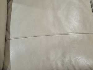 Cream leather two-seater sofa - 2