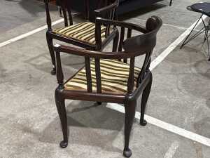 Pair of Victorian style armchairs and stool - 3