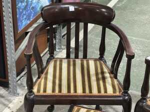 Pair of Victorian style armchairs and stool - 5