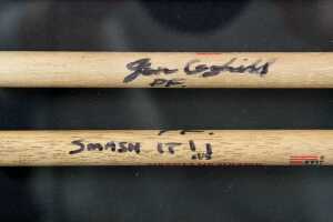 Powderfinger framed memorabilia, including signed drumsticks and 'Sunsets' CD single - 3