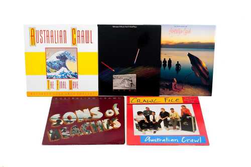 Five Australian Crawl vinyl records