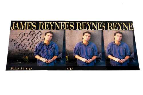 Three rejected James Reyne 'Rip It Up' 12" single covers, one signed