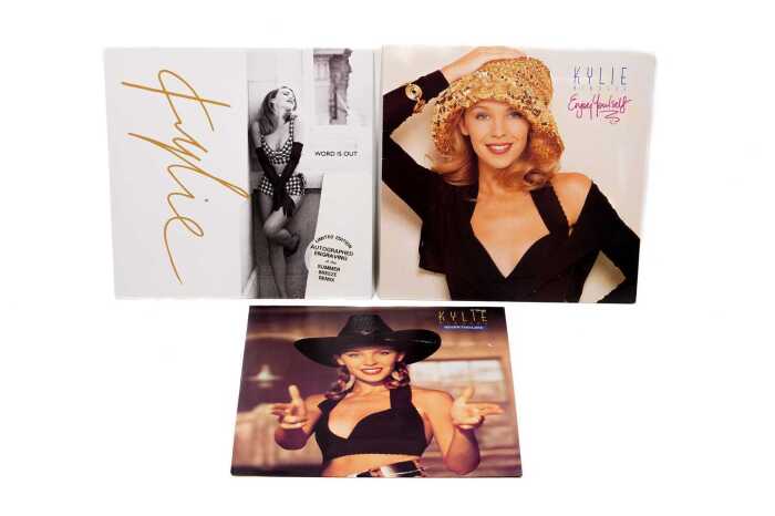 Three Kylie Minogue vinyl records
