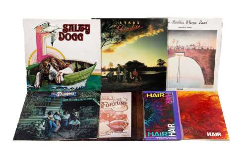 Six Australian and Kiwi '70s vinyl records, together with Australian 'Hair' musical program