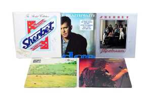 Five Australian Rock vinyl records, including three signed by Daryl Braithwaite