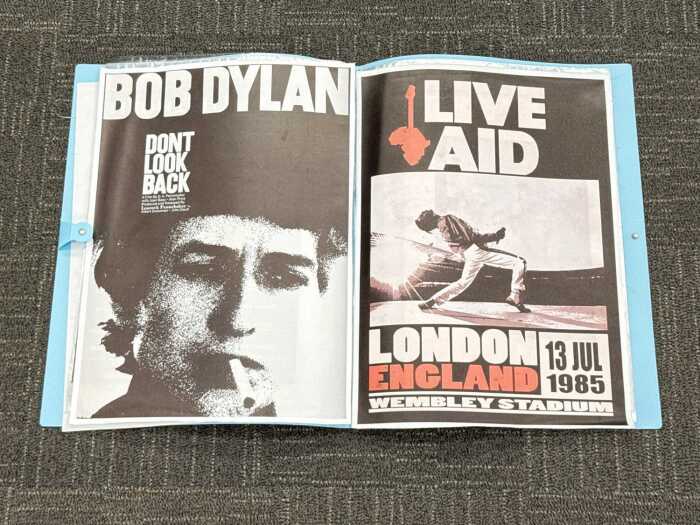 Folio of mostly rock posters and prints on canvas