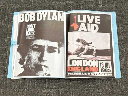Folio of mostly rock posters and prints on canvas