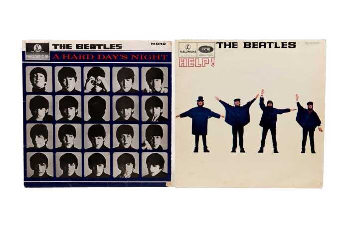Two original U.K. mono Beatles vinyl records