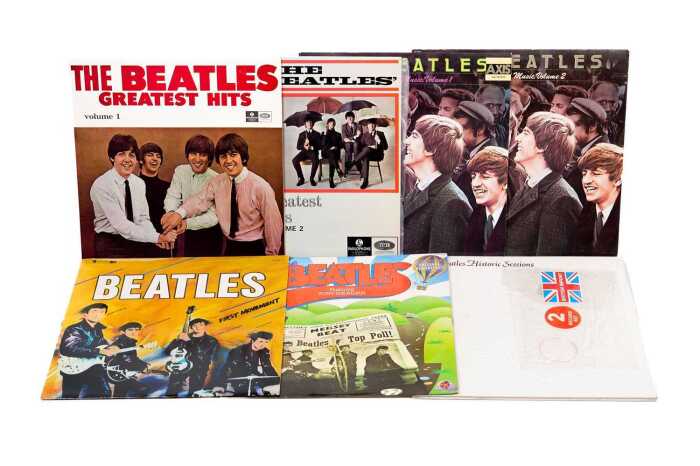 Seven Beatles compilation vinyl records