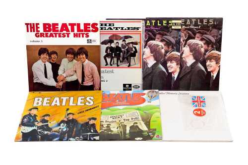 Seven Beatles compilation vinyl records