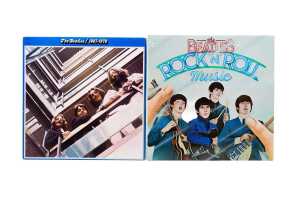 Four Beatles compilation vinyl records, together with The Rutles - 2