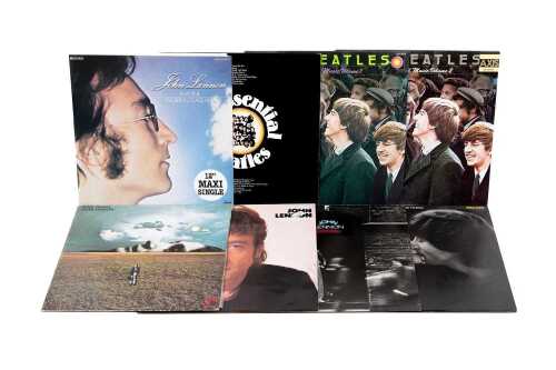 Eight Beatles and John Lennon vinyl records