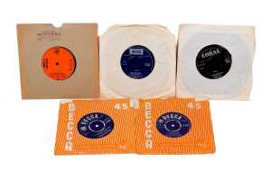 Four Rock LPs, together with a group of 45rpm 7" singles - 4